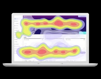 Foto de um mockup de notebook com a demonstração de um heatmap